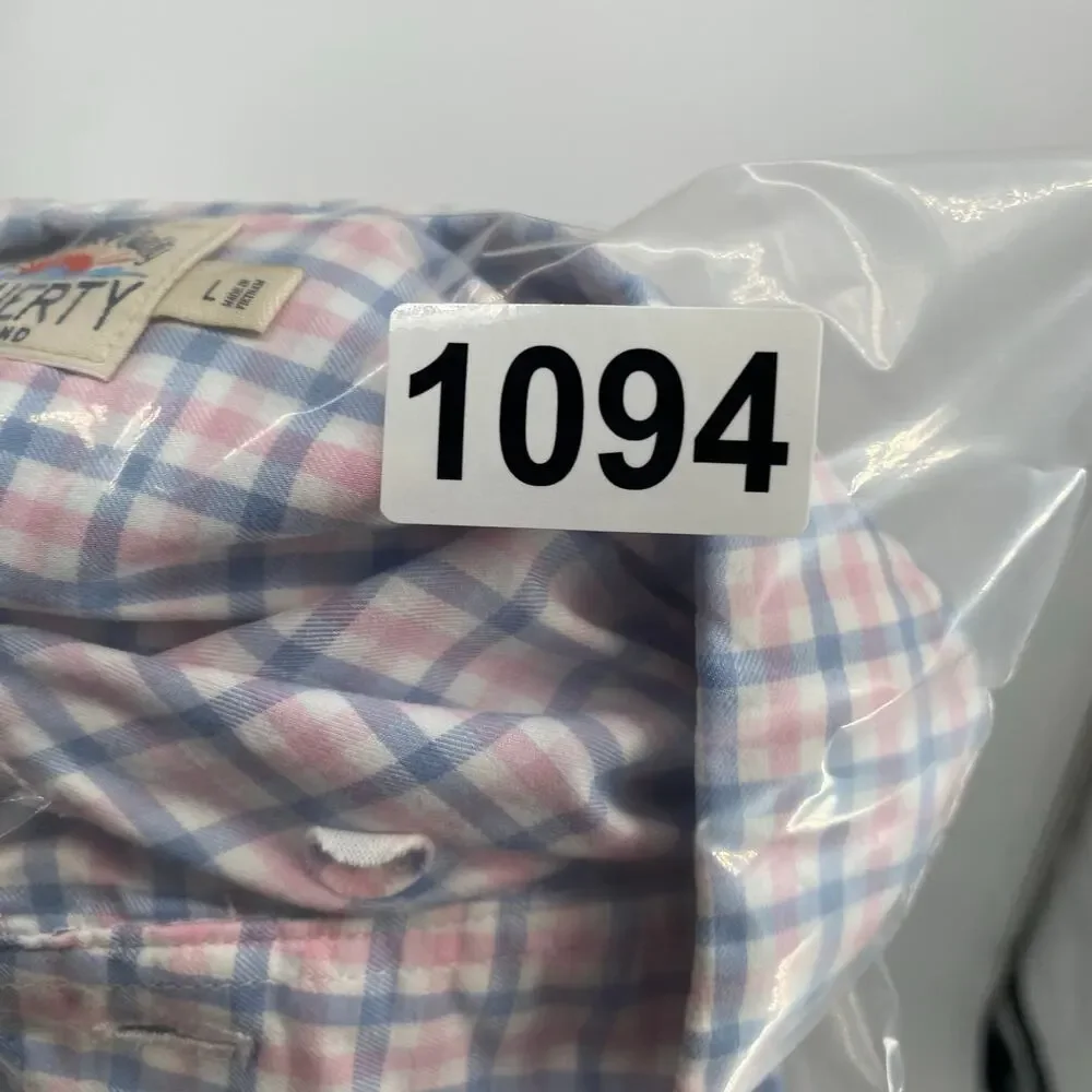 Faherty Top Men’s Large Blue & Pink‎ Plaid Gorpcore Active Outdoor Supima Cotton
